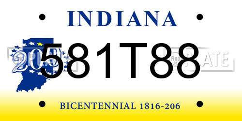 581T88 Indiana License Plate