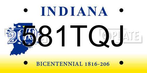 581TQJ Indiana License Plate