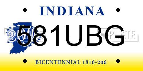 581UBG Indiana License Plate