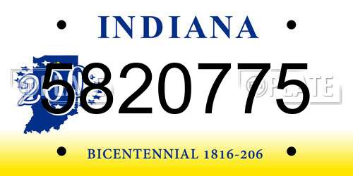 5820775 Indiana License Plate