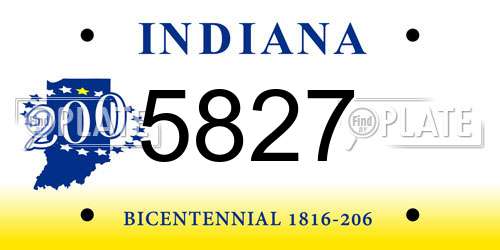 5827 Indiana License Plate