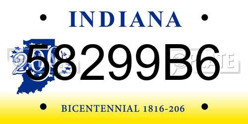 58299B6 Indiana License Plate
