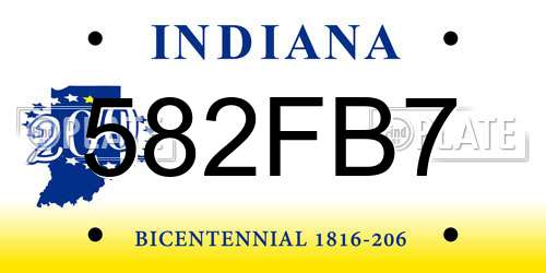 582FB7 Indiana License Plate