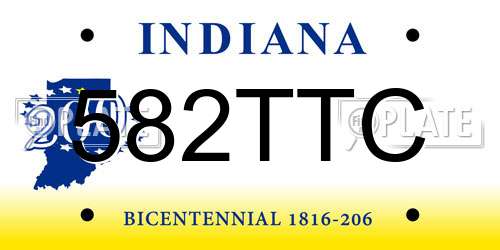 582TTC Indiana License Plate