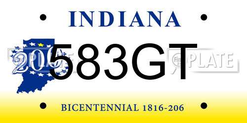 583GT Indiana License Plate