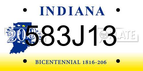 583J13 Indiana License Plate