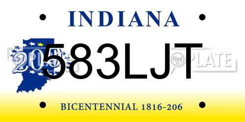 583LJT Indiana License Plate