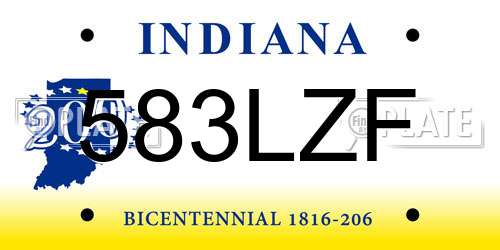 583LZF Indiana License Plate