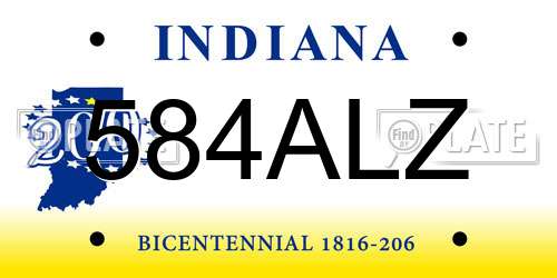 584ALZ Indiana License Plate