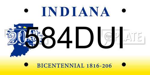 584DUI Indiana License Plate