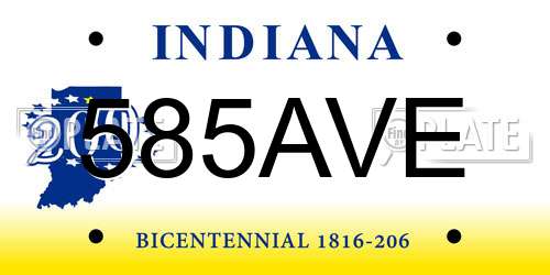 585AVE Indiana License Plate