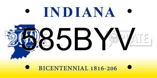 585BYV Indiana License Plate