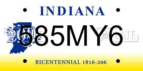 585MY6 Indiana License Plate