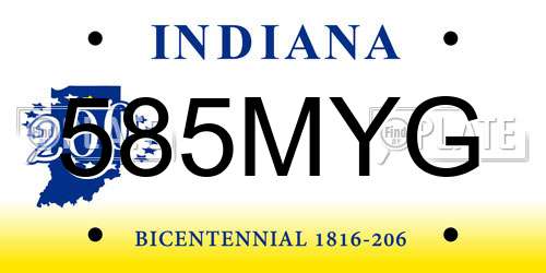 585MYG Indiana License Plate
