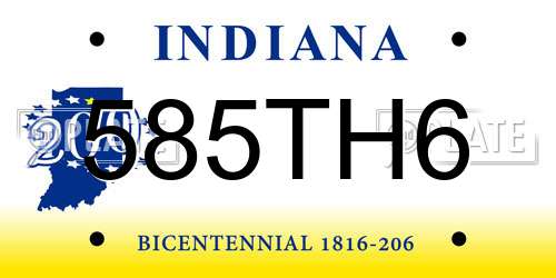 585TH6 Indiana License Plate
