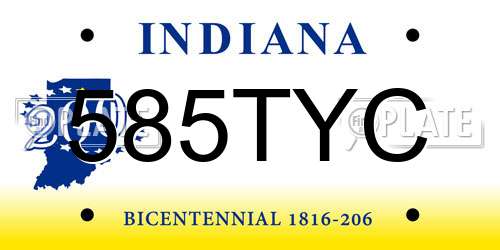 585TYC Indiana License Plate