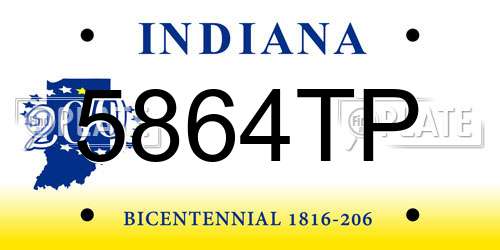 5864TP Indiana License Plate