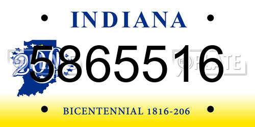 5865516 Indiana License Plate