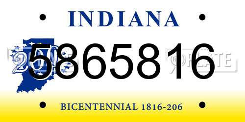 5865816 Indiana License Plate