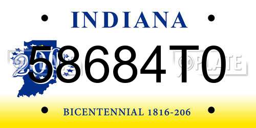 58684T0 Indiana License Plate