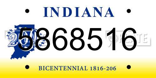 5868516 Indiana License Plate