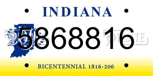 5868816 Indiana License Plate