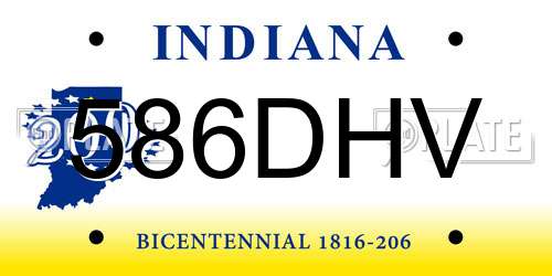 586DHV Indiana License Plate