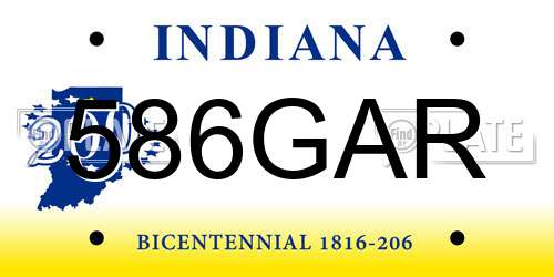 586GAR Indiana License Plate