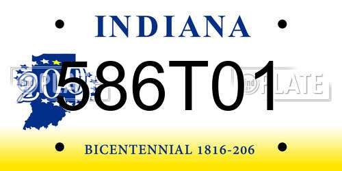 586T01 Indiana License Plate