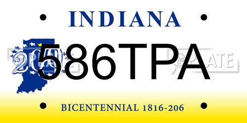 586TPA Indiana License Plate