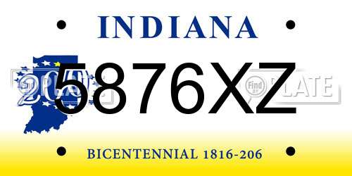 5876XZ Indiana License Plate