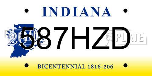 587HZD Indiana License Plate