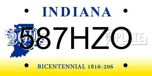587HZO Indiana License Plate