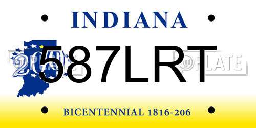 587LRT Indiana License Plate