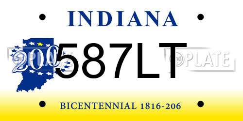 587LT Indiana License Plate