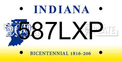 587LXP Indiana License Plate