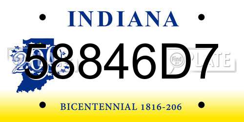 58846D7 Indiana License Plate