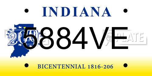 5884VE Indiana License Plate