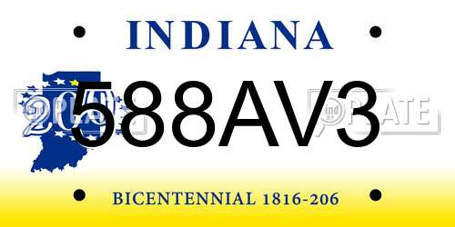 588AV3 Indiana License Plate