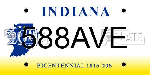 588AVE Indiana License Plate