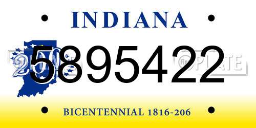 5895422 Indiana License Plate