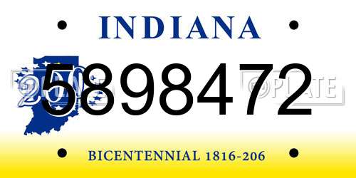 5898472 Indiana License Plate