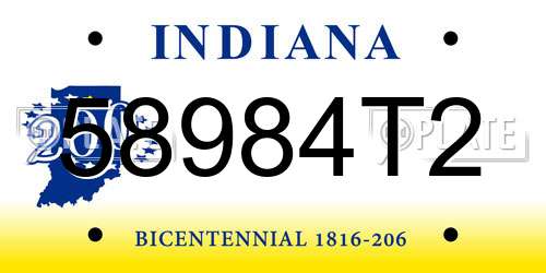 58984T2 Indiana License Plate