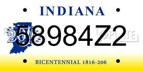 58984Z2 Indiana License Plate