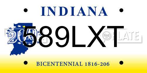 589LXT Indiana License Plate