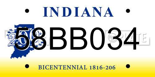 58BB034 Indiana License Plate