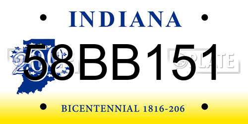 58BB151 Indiana License Plate