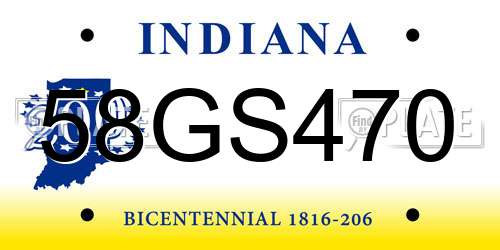 58GS470 Indiana License Plate