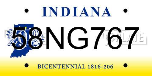 58NG767 Indiana License Plate