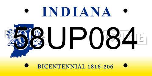 58UP084 Indiana License Plate